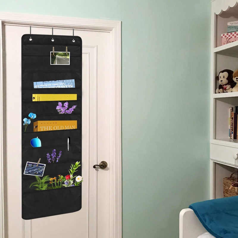 Sinzip Heavy Duty 10 Pocket Door Hanging File Organizer, Black Wall Storage Pocket Charts with 3 Hangers, Great for Classroom, School, Home or Office Use (10 Pocket) - Image 5